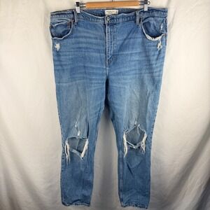 Abercrombie & Fitch 90s Straight Ultra High Rise Size‎ 20 Distressed Medium Wash